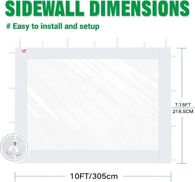 Clear Canopy Sidewalls for 10x10 Pop Up Tent, Transparent Window Curtain Cloth - Image 6