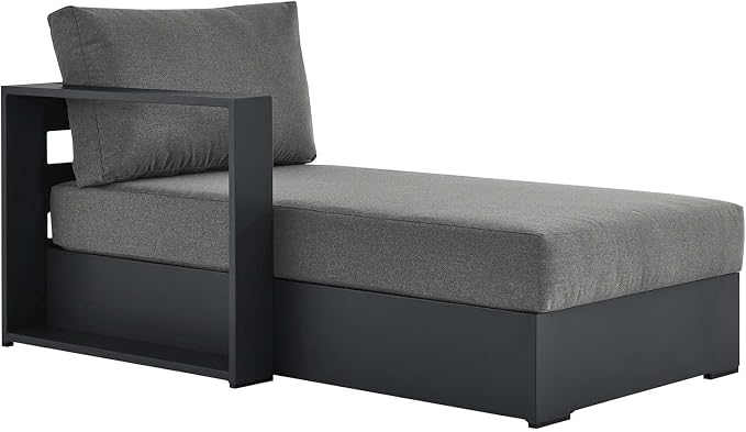 Modway Tahoe Aluminum Outdoor Chaise Lounge in Gray Charcoal - Image 3