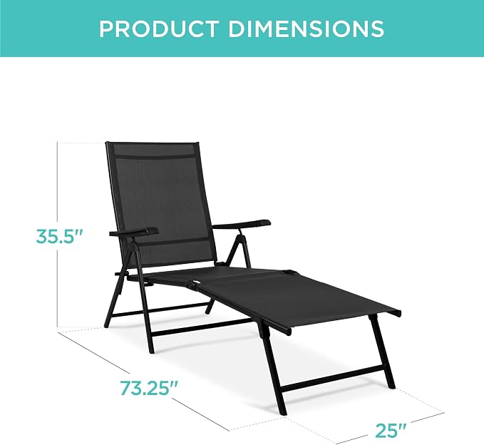 Best Choice Products Set of 2 Outdoor Patio Chaise Lounge Chair Adjustable - Image 2