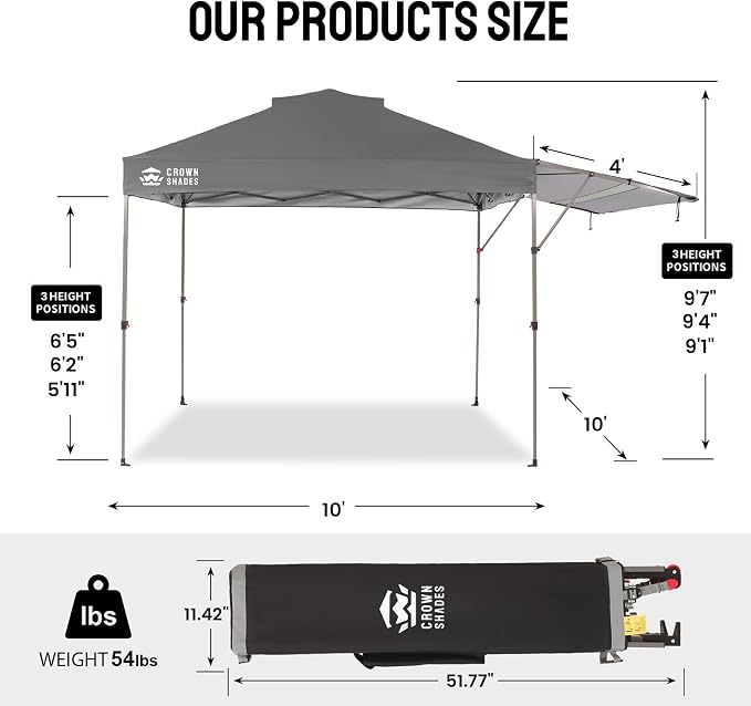 CROWN SHADES 10x10 Pop up Canopy Tent, Instant Commercial Canopy - Image 6