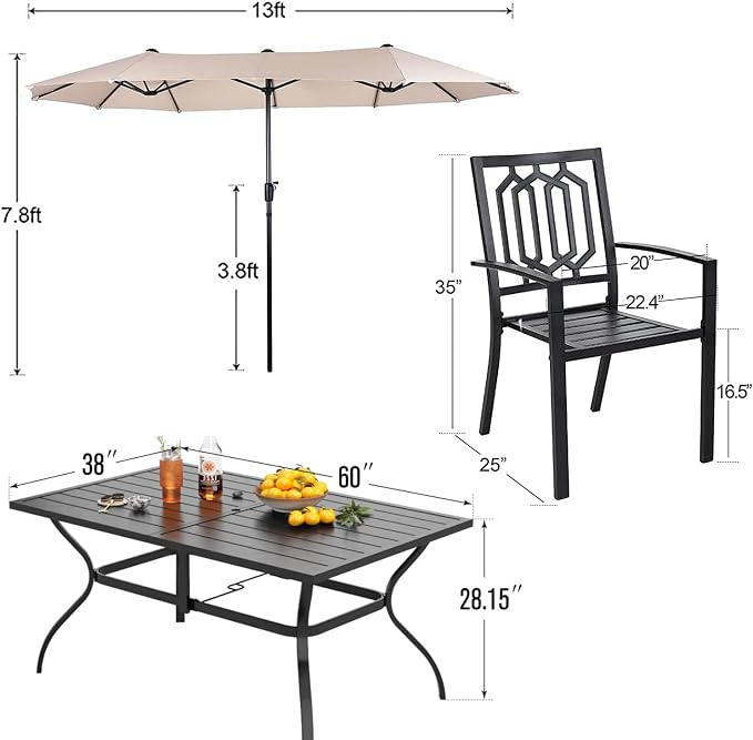 PHI VILLA Patio Dining Set 8 PCS - Image 9