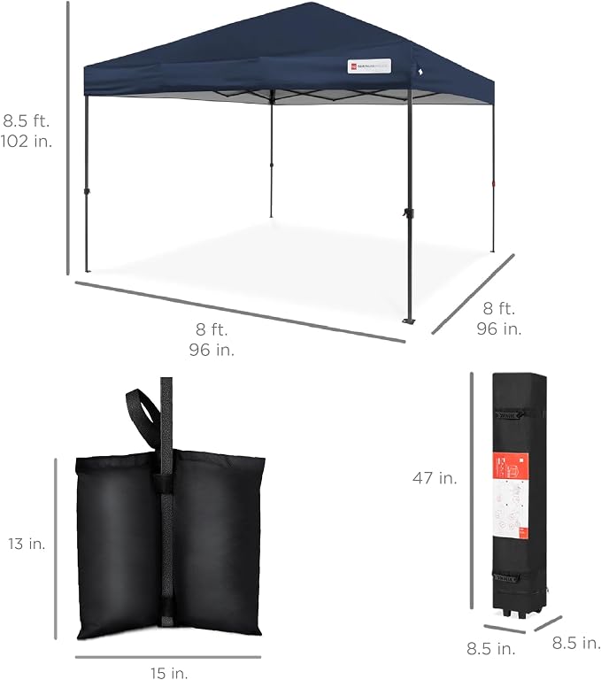 Best Choice Products 8x8ft Pop Up Canopy Tent, Outdoor Shade, 1 Person 1 Minute - Image 8