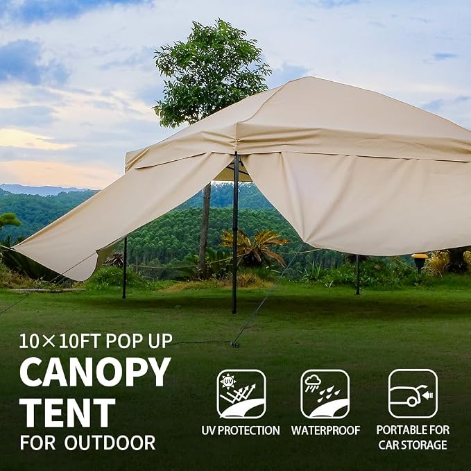 10x10 Pop Up Canopy Tent with 2 Sidewalls, Outdoor Canopy Tent with Sand Bags - Image 2