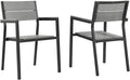 Modway Maine Aluminum Outdoor Patio Two Arm Chairs in Brown Gray by Modway