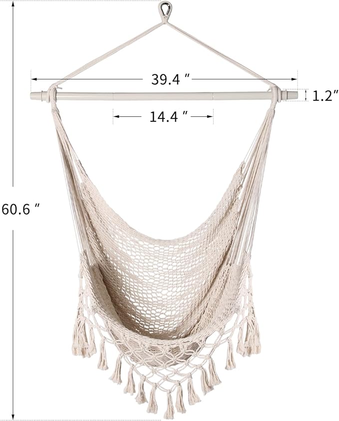 Handwoven Cotton Rope Hammock Chair - Image 5