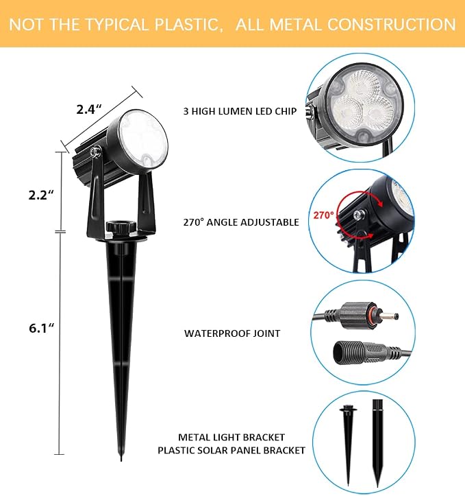 APONUO Metal Outdoor Solar Landscape Lights Solar Lights Outdoor Waterproof - Image 5