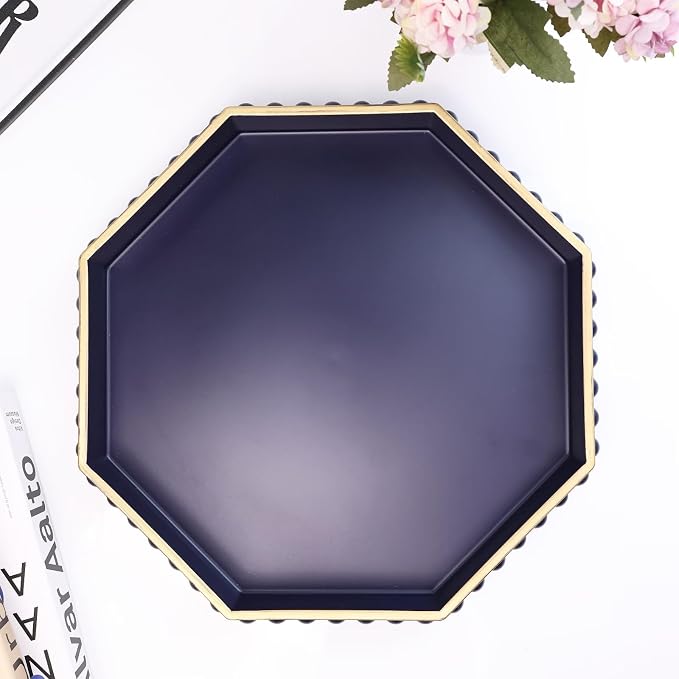 Navy Blue Octagonal Plastic Serving Tray - Image 6