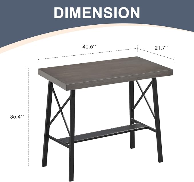 VICLLAX Patio Bar Table Rectangle Outdoor Counter Height Dining Table - Image 2