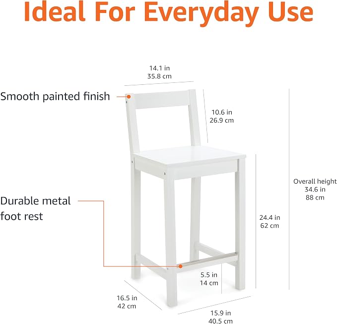 Amazon Basics Wooden Counter Height Bar Stool - Image 2