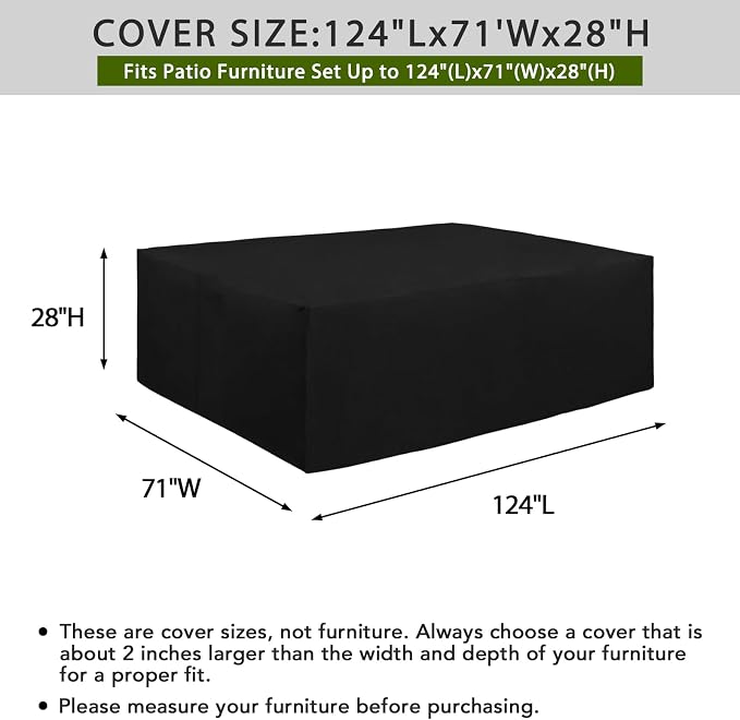 Easy-Going 600D Heavy Duty Patio Furniture Cover, Outdoor Rectangular Table and - Image 2