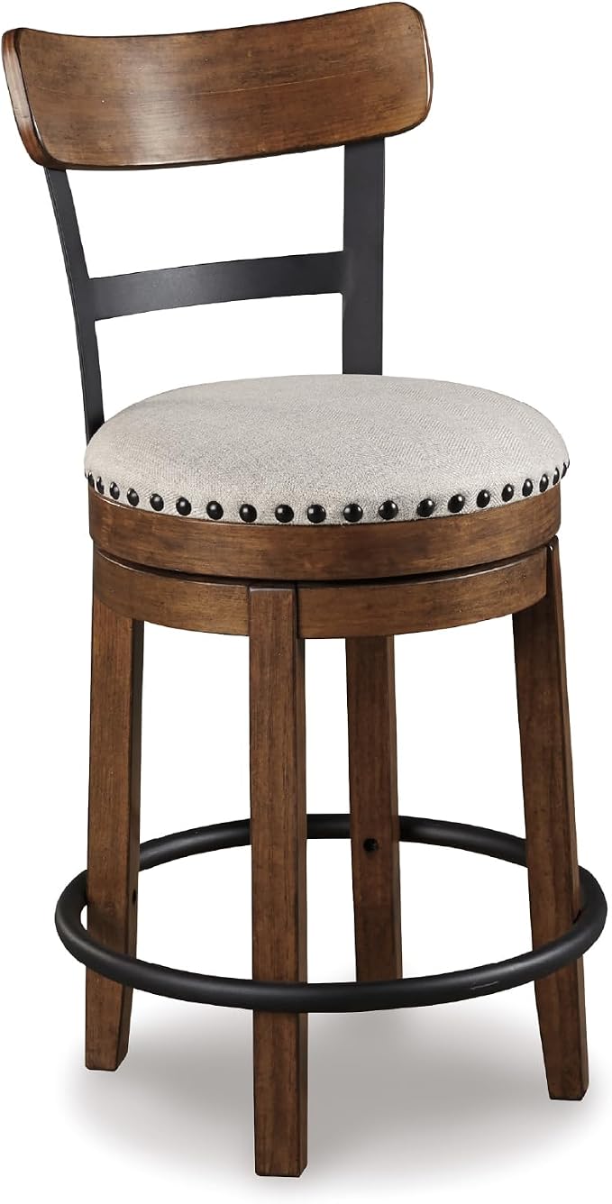 Signature Design by Ashley Valebeck Rustic Farmhouse Swivel Bar Stool – 24.5″ by SignatureDesignbyAshley
