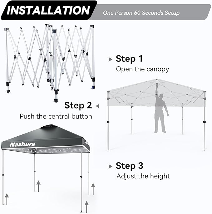 Nazhura 10' x 10' Pop Up Canopy Tent - Image 4