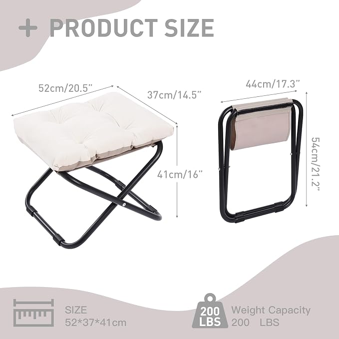 LITA Folding Upholstered Footrest Stool - Image 3