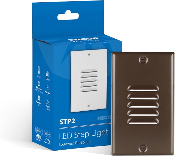 NICOR Lighting STP2 Vertical Louvered Oil-Rubbed Bronze LED Step Light by NICORLighting