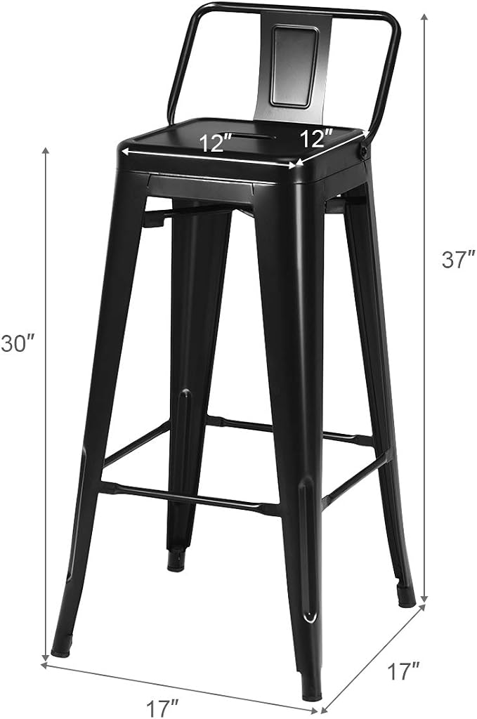 COSTWAY Metal Bar Stools Set of 4, - Image 3