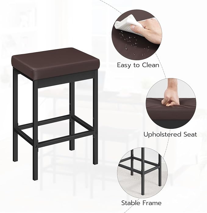 HOOBRO Bar Stools, 24.8-Inch Height Stools, Breakfast Barstools, Kitchen Bar - Image 6