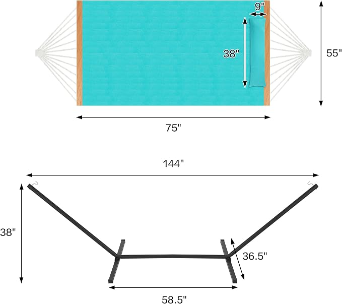 Two Person Hammock with Stand for Outside Heavy Duty, Outdoor Patio Hammock - Image 4