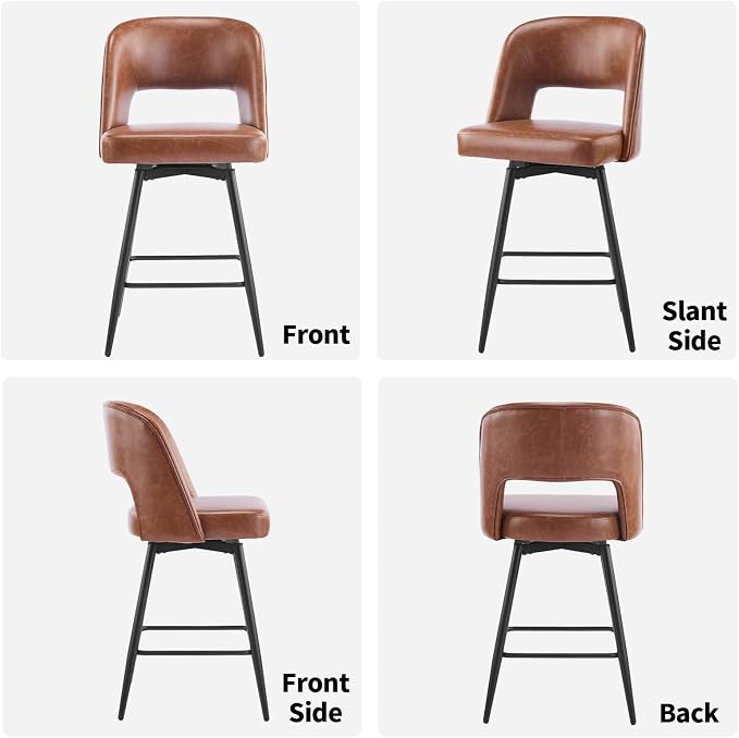 VINGLI Bar Stools Set of 2, Upholstered Barstools - Image 2