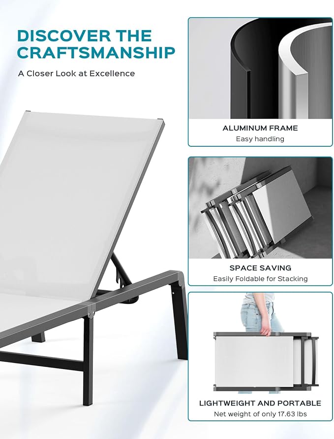 Patio Chaise Lounge Chair, Foldable Lounge Chair - Image 4
