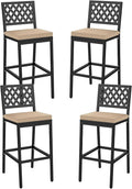 COSTWAY Outdoor Bar Chairs Set of 4, Armless Heavy-Duty Metal Frame Counter by COSTWAY