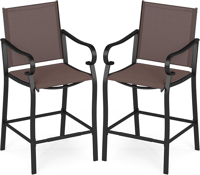 Tangkula Outdoor Bar Stools Set of 2, High Bistro Chairs by TANGKULA