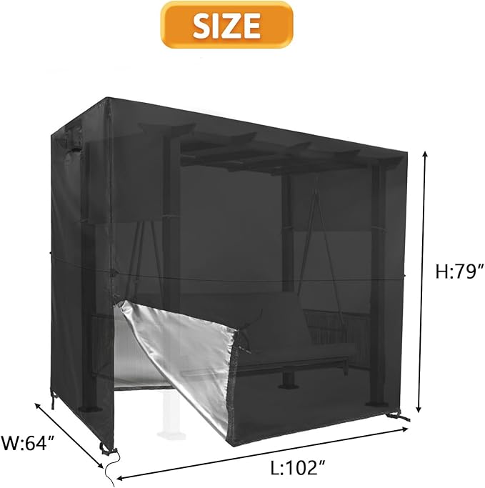 Kasla Swing Cover, Waterproof, Fits Outdoor Patio Swing 3 Seater & Backyard - Image 2