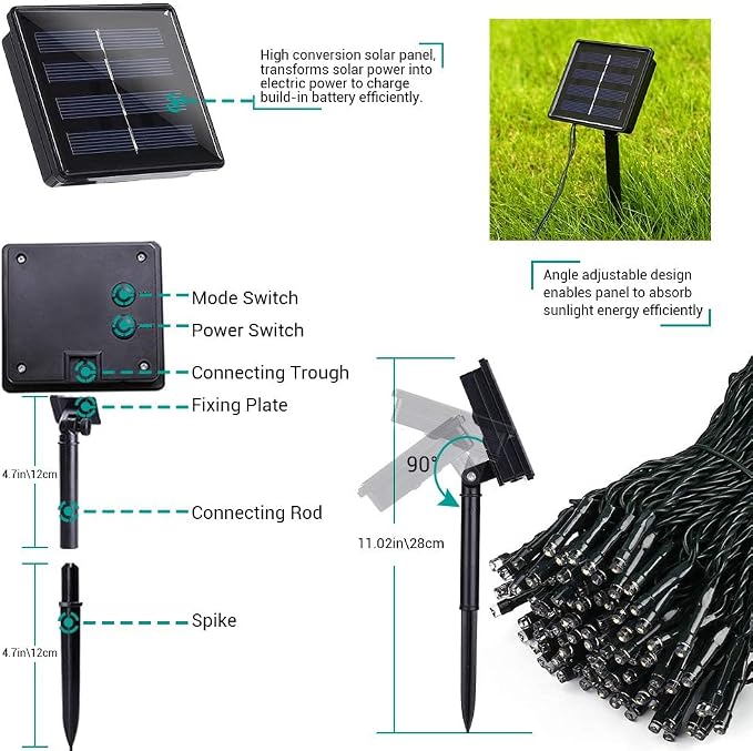 Joomer Solar Christmas Lights, 2 Pack Total 144 FT 400 LED 8 Modes Waterproof - Image 8