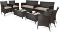 COSTWAY 8PCS Rattan Patio Furniture Set, Outdoor Wicker Rattan Chairs by COSTWAY
