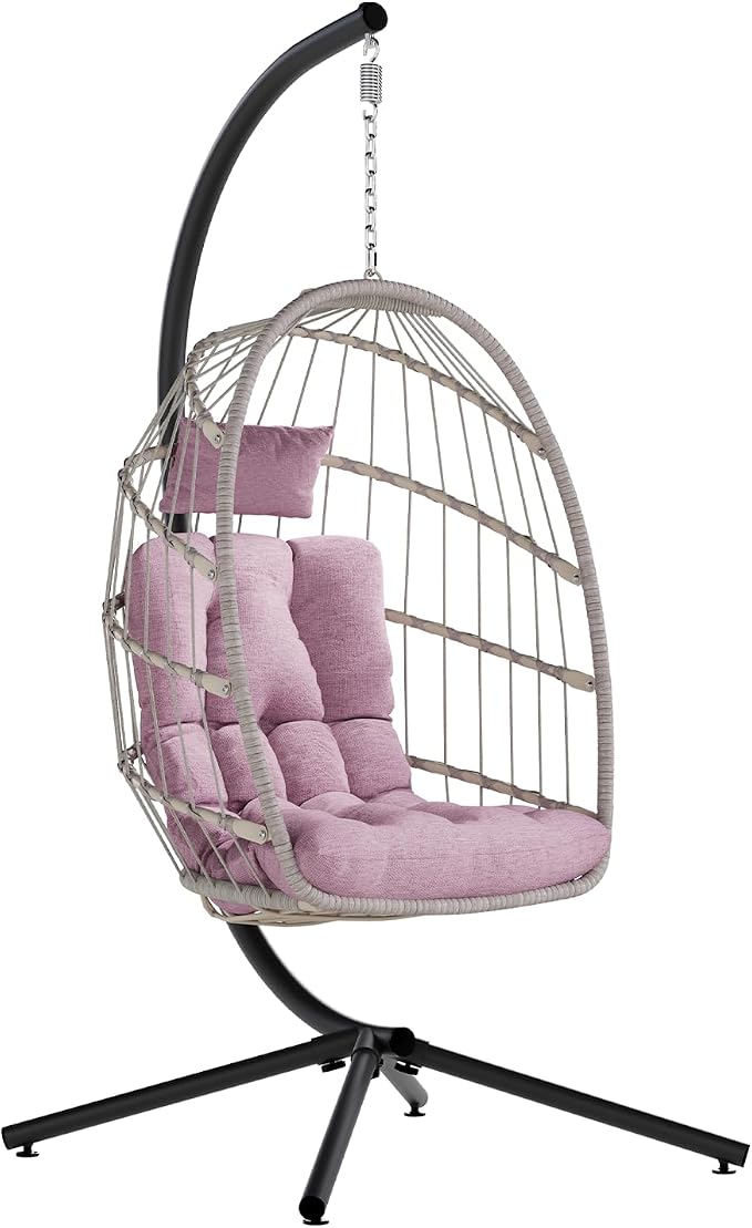 SWITTE Egg Chair Outdoor with Stand, Indoor Wicker Hanging Egg Swing Chair with by SWITTE