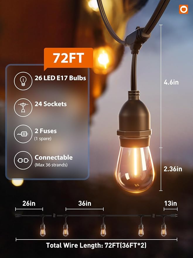 addlon 72FT LED Outdoor String Lights - Image 6