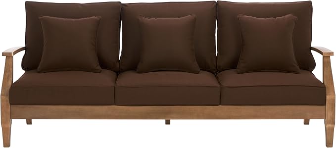 SAFAVIEH Couture Outdoor Collection Martinique Natural/Dark Brown Cushion Solid - Image 7