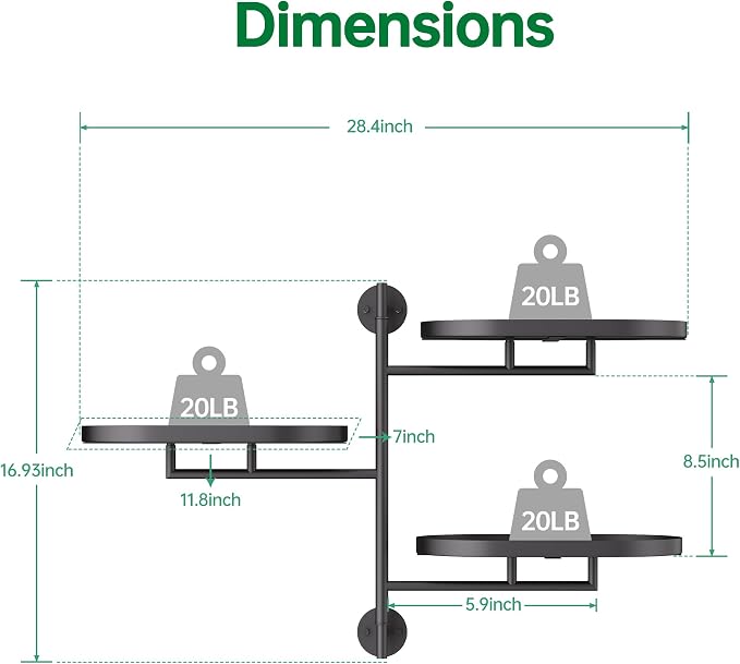 Rotating Window Shelves for Multiple Plants Indoor, 3-tier Metal Corner Black - Image 4