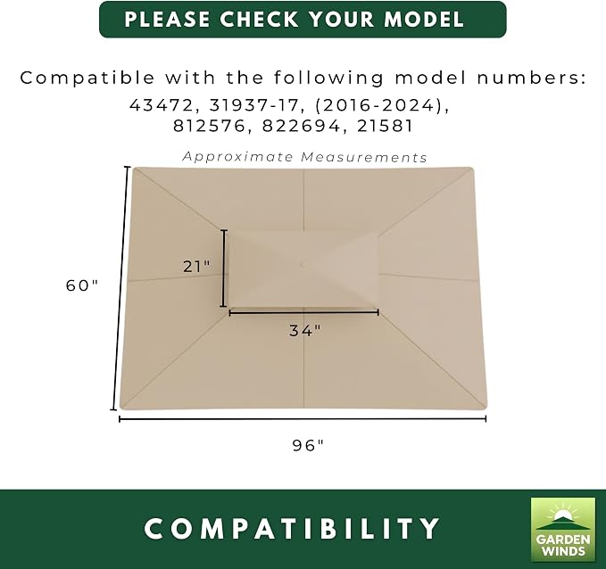 Garden Winds Custom Fit Replacement Canopy Top Cover Compatible - Image 5