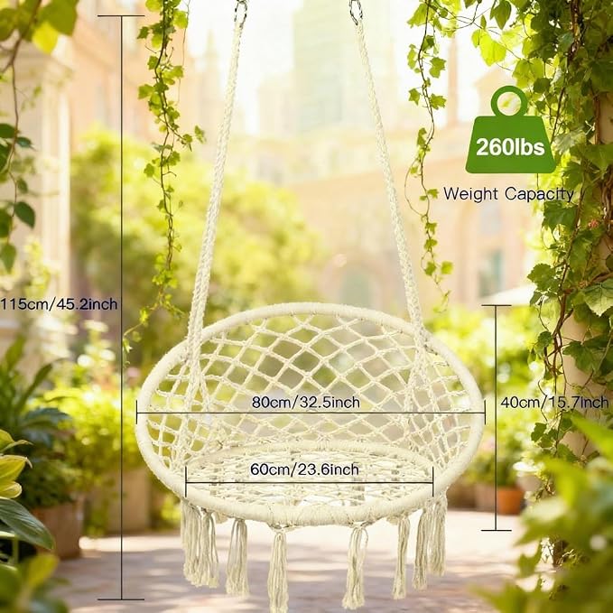Goutime Hammock Chair, Macrame Hanging Swing Chairs - Image 3