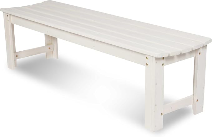 Shine Company Outdoor Wooden Backless Patio Garden Bench, 5 Ft, Eggshell White by ShineCompany