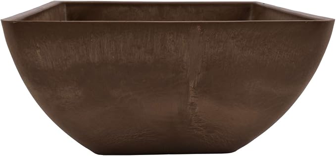 PSW Pot Collection 12x6 inch Plastic/Stone/Wood Composite Square Planter – No - Image 2