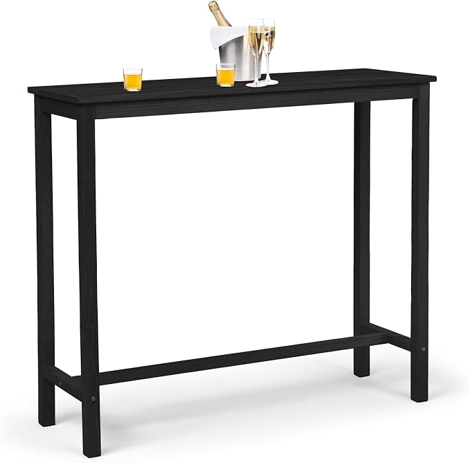 VINGLI Wooden Outdoor Bar Table, Wood Patio Counter Height Table, by VINGLI