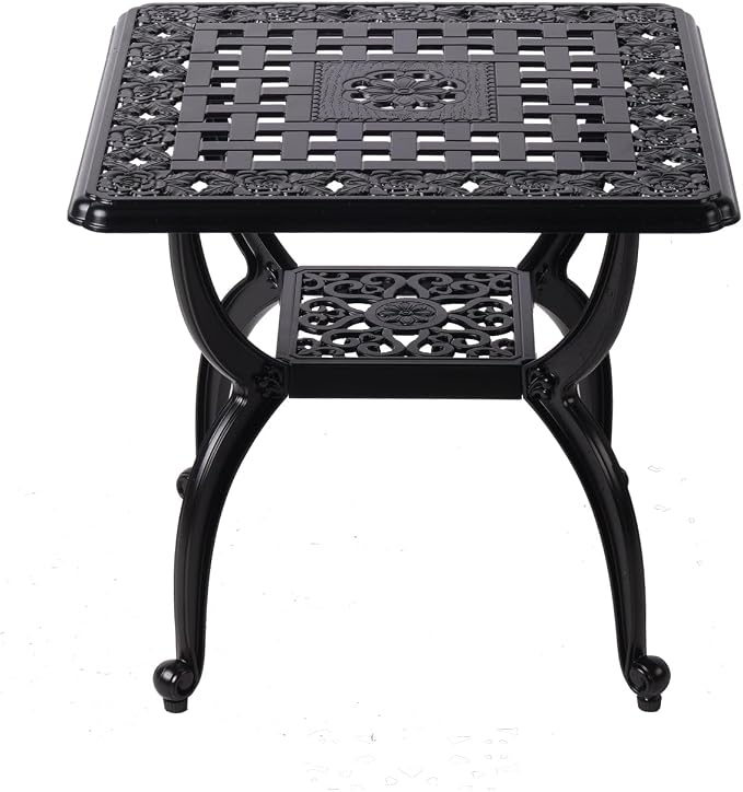 21" Cast Aluminum Outdoor Side Table, Small Patio Table, Outdoor Coffee Tables - Image 6