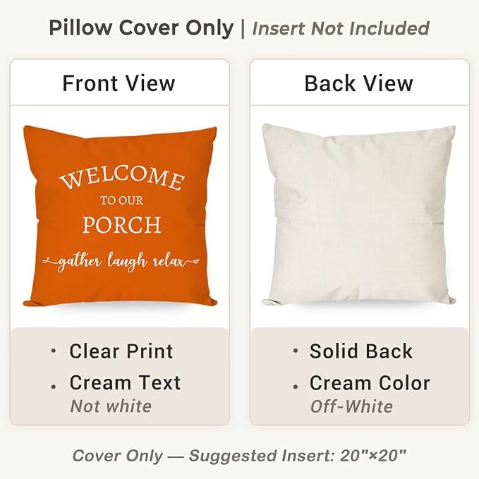 PANDICORN Welcome to Our Porch Stay Awhile Farmhouse Throw Pillow Covers 20x20 - Image 4