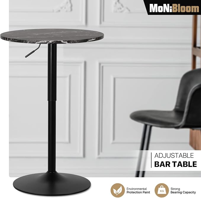 MoNiBloom Round High Top Table, 27.5"- 36" Height-Adjustable Bar Table - Image 7