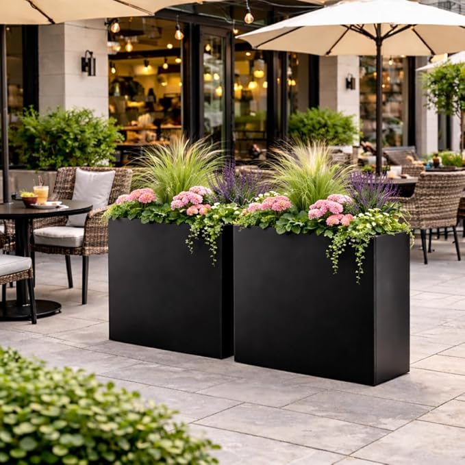 Tall Metal Planter for Outdoor Plants, Large Rectangular Planter - Image 7