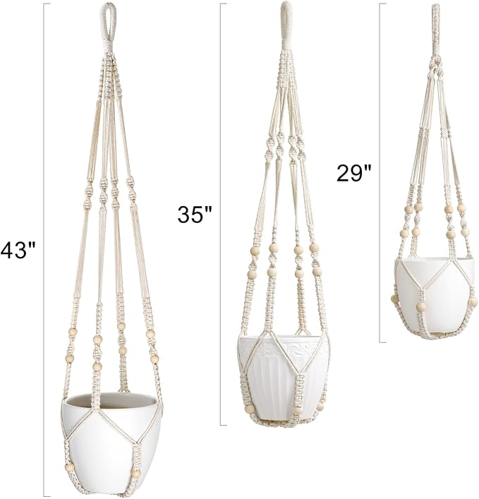 Mkono 3 Pack Macrame Plant Hangers Indoor Different Size Hanging Planter Basket - Image 6