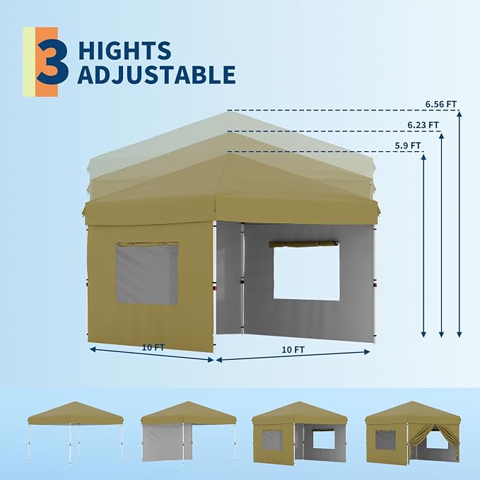 Garvee 10x10 Pop Up Canopy Tent, Heavy Duty Commercial Instant Shelter - Image 5