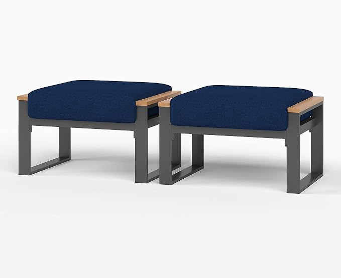Sundale Outdoor 2 Pieces Aluminum Patio Ottoman, Outdoor Footstool - Image 8