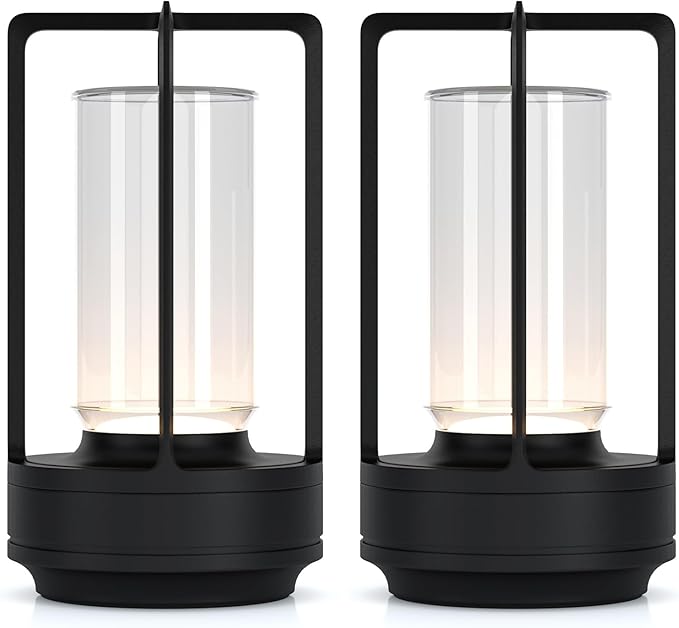 Portable Metal Table Lamp for Indoor/Outdoor, Rechargeable Cordless LED Lamp by HAPYGILightings