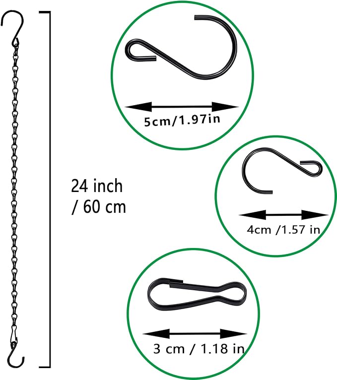 RIFNY Hanging Chains with Hooks, 10 Pieces 24 Inch Black Chain - Image 7