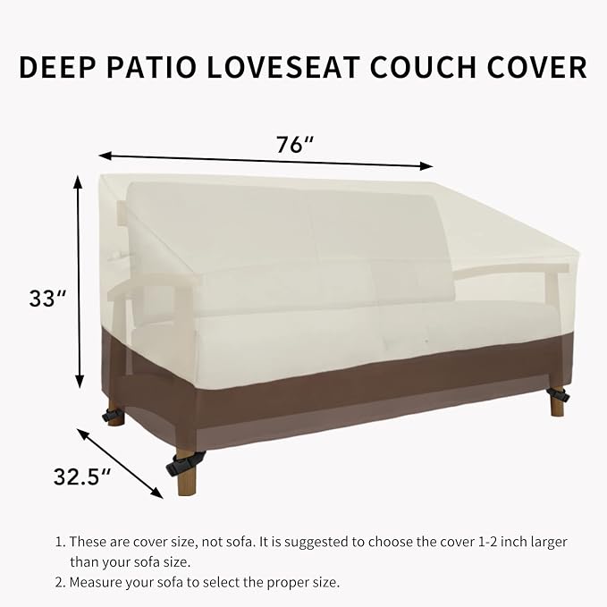 Easy-Going Waterproof Outdoor Loveseat, Heavy Duty Deep 2-Seater Patio Couch - Image 6