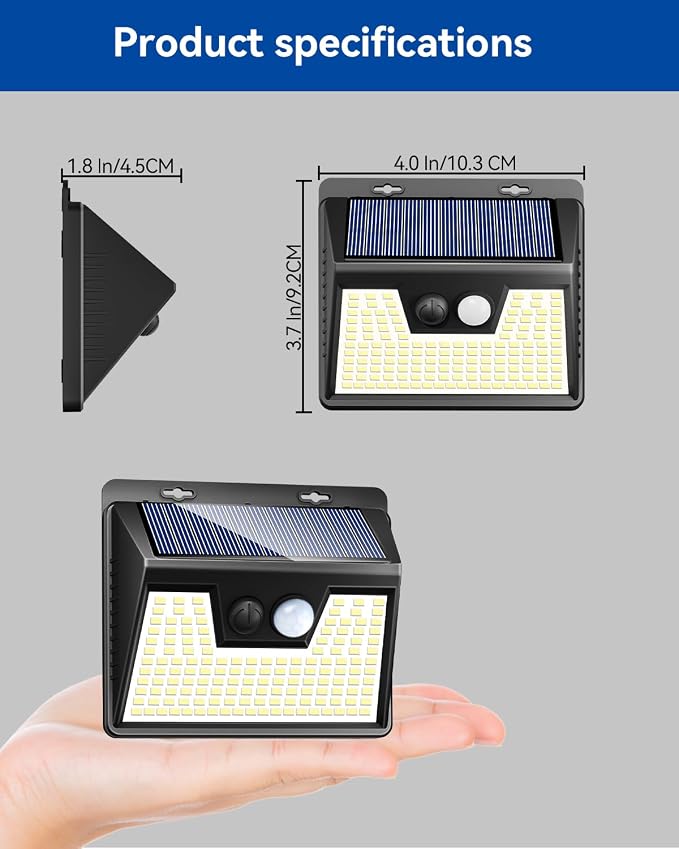 Peasur 140LED Solar Powered Lights Outdoor Waterproof, 3 Packs Motion Sensor - Image 3