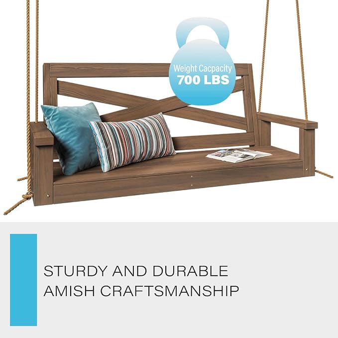 Porchgate Amish Heavy Duty 700 Lb Boardwalk Porch Swing W/Ropes - Image 4