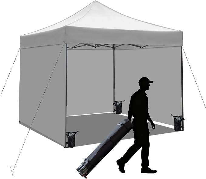 10x10 Pop up Canopy Tent with Sidewalls, Heavy Duty Waterproof Sun Shade Canopy by AERGERGER